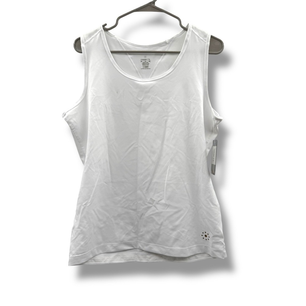 Copper Life Shoulder Support Tank Top Women's 2XL White‎ Copper/Zinc Infused NEW